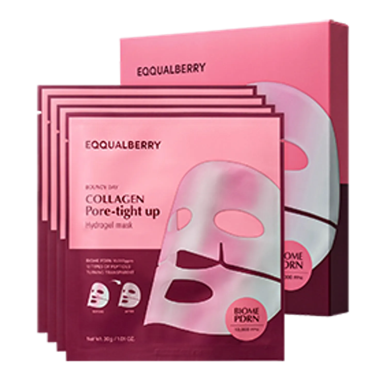 EQQUALBERRY - COLLAGEN PORE-TIGHT UP HYDROGEL MASK (30G*4EA)